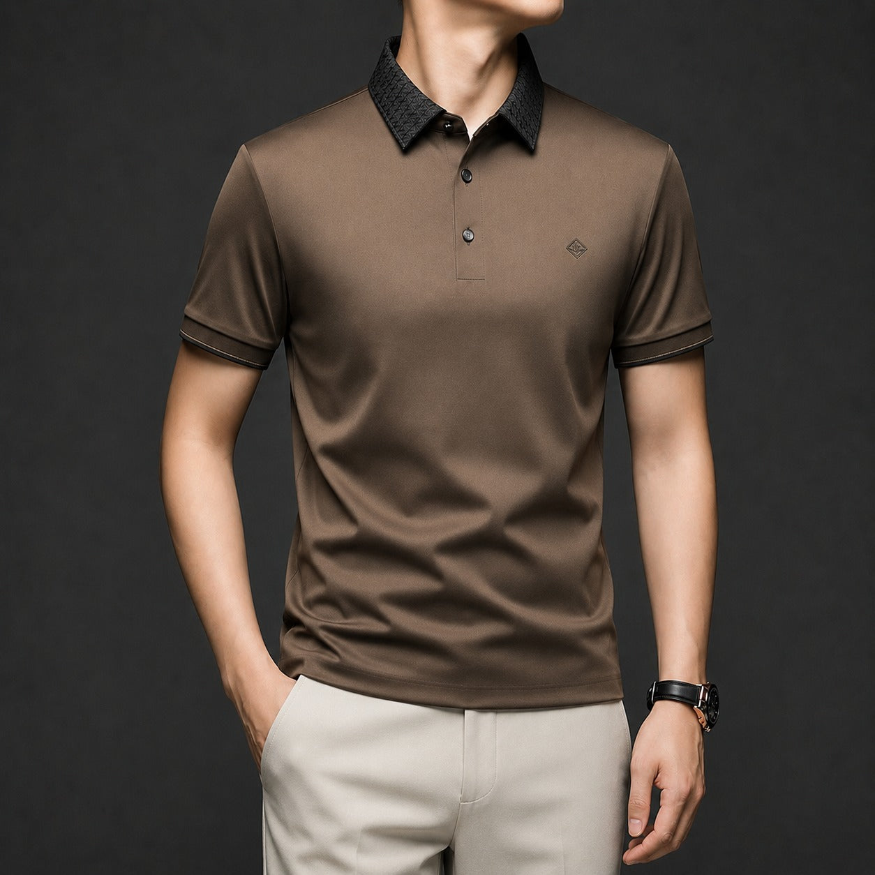 Alviero™ Polo Shirt With Textured Collar And Flexible Fabric