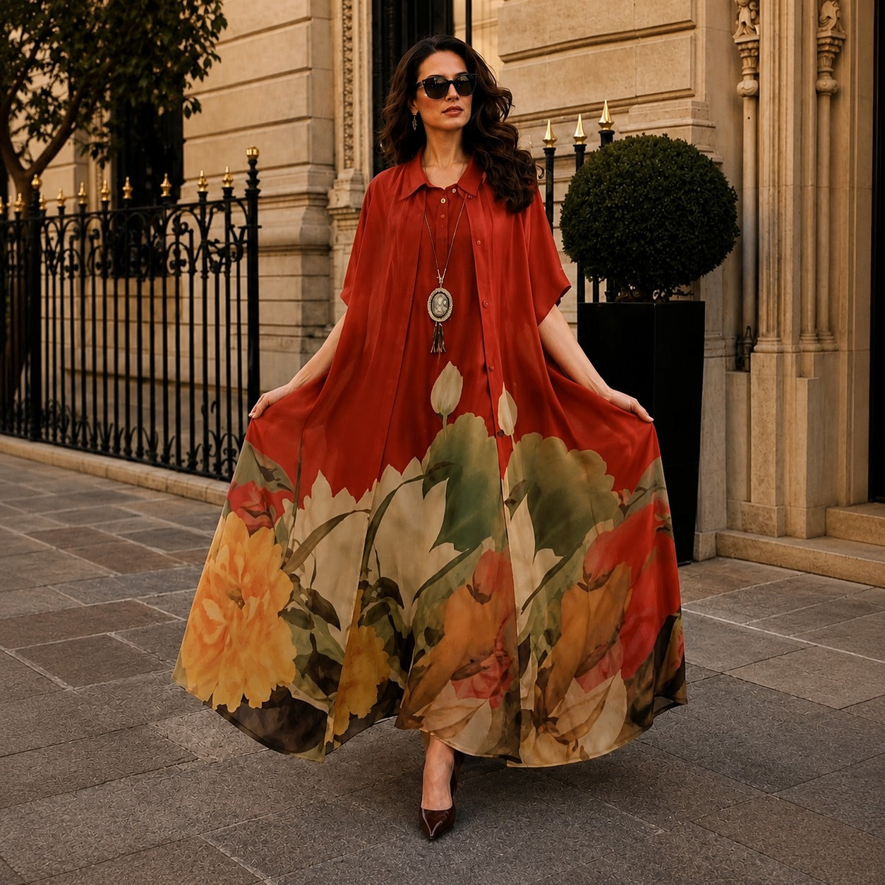 Florenza Floral Dress Set with Sheer Overlay / Effortless, Versatile Elegance for Every Season!
