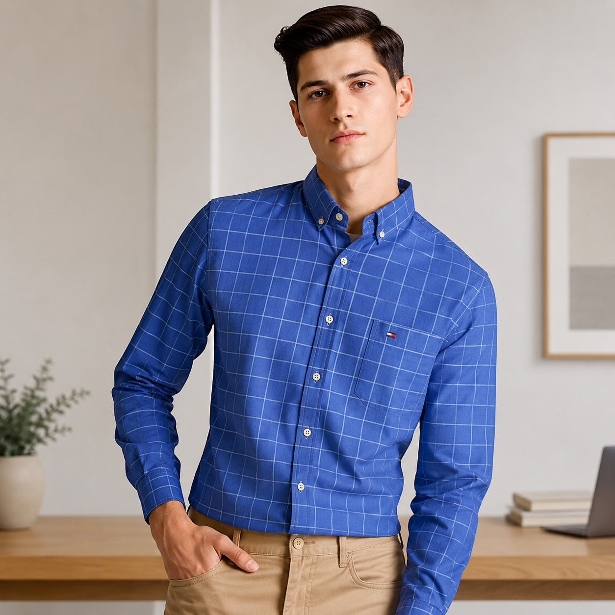 Shirt Brixton™ in Breathable Cotton with Checked Pattern