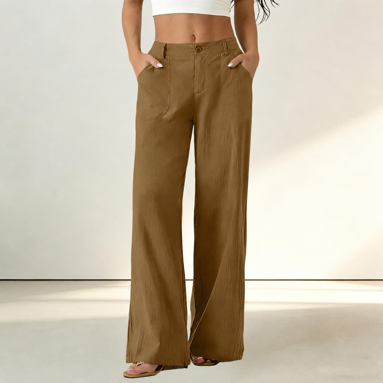 Sorena™ High-Waisted Straight-Leg Pants with Utility Pockets / Comfort That Keeps Your Look Perfectly Polished