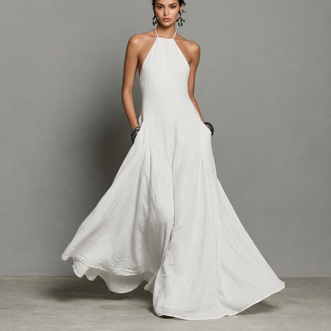 Serafine™ Dress with Halter Neckline, Open Back and Flowy Silhouette