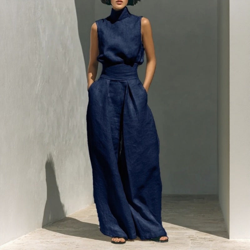 Lysenne™ High-Neck Sleeveless Top and Palazzo Pants Set
