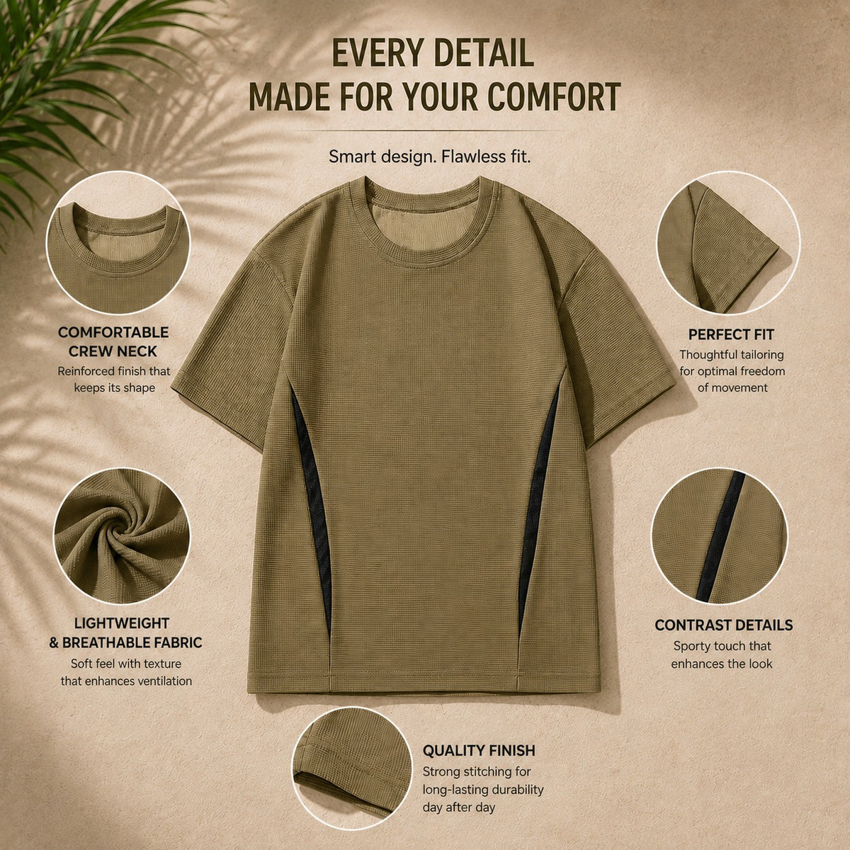Corven™ Set with Short-Sleeve T-Shirt and Adjustable-Waist Shorts