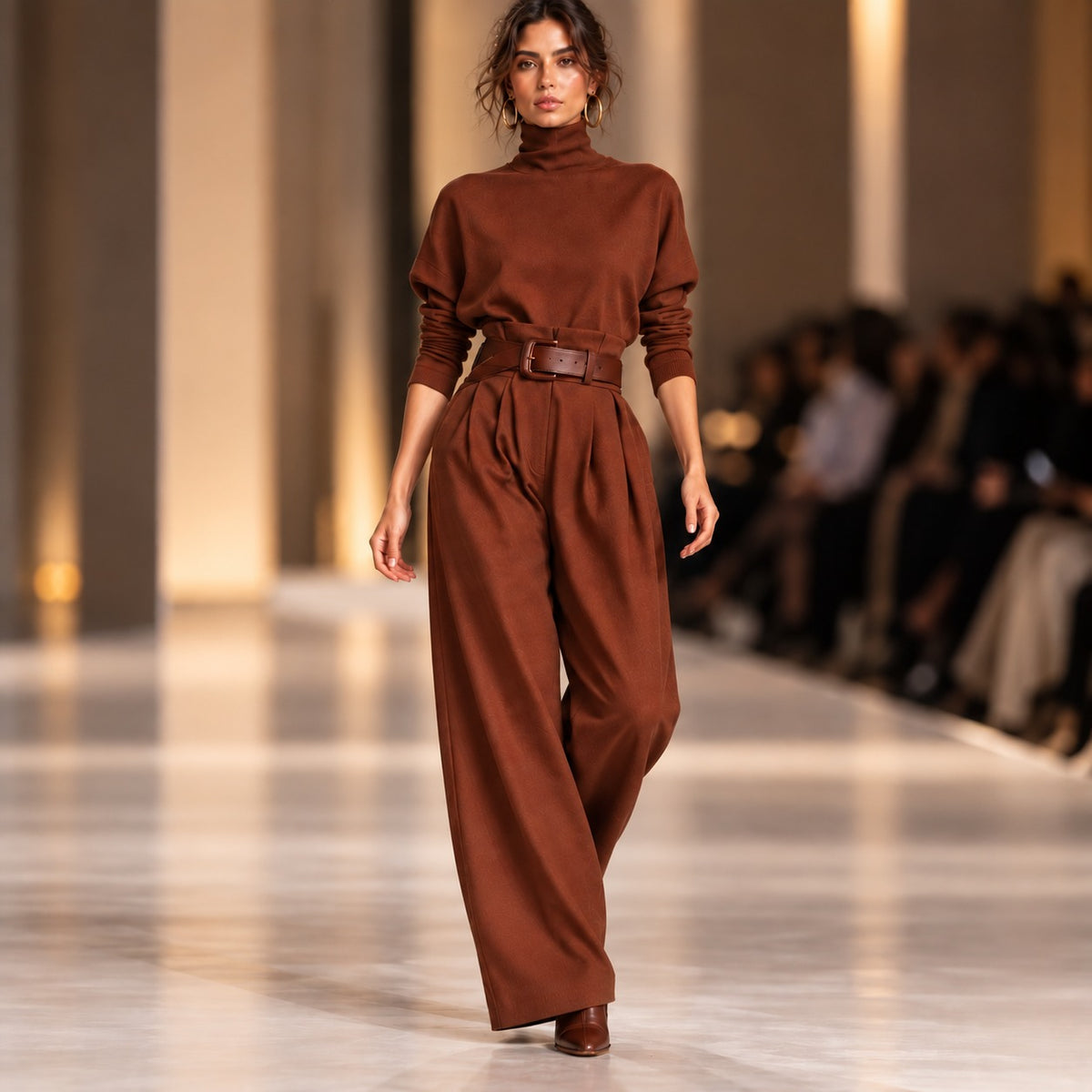 Estella™ Dressy Set with High-Neck Top and Belted Tailored Pants