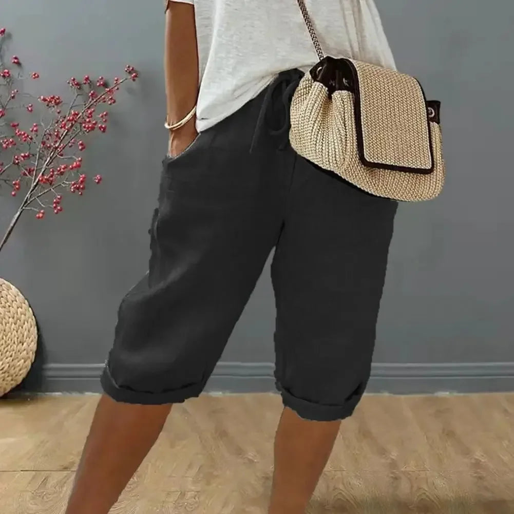 Levana™ Cotton Linen Shorts with an Adjustable Waistband