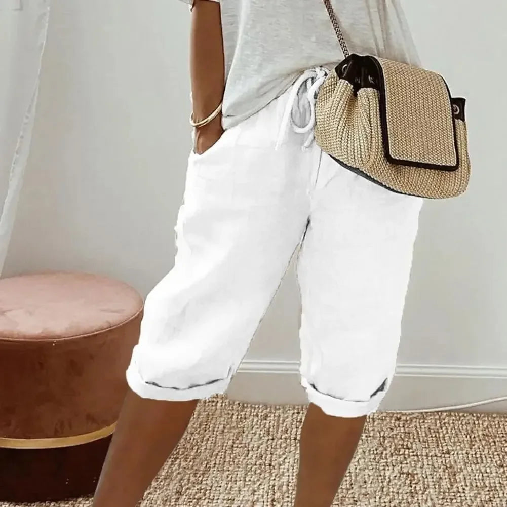 Levana™ Cotton Linen Shorts with an Adjustable Waistband