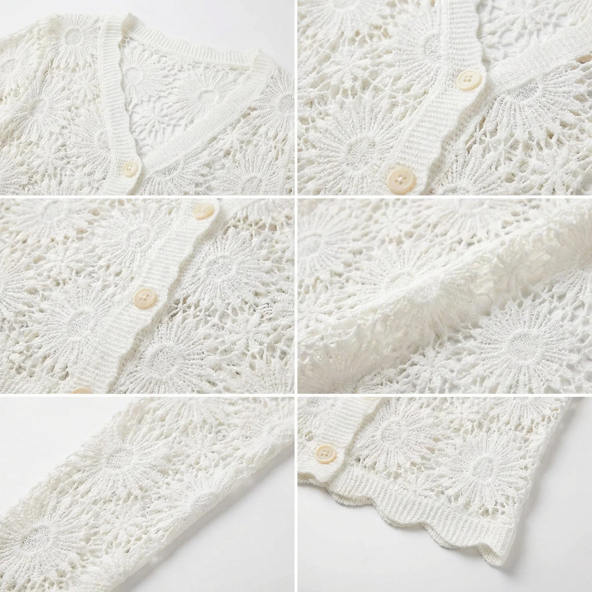Charlotte™ Cardigan in Floral Crochet with Refined Artisan Finish