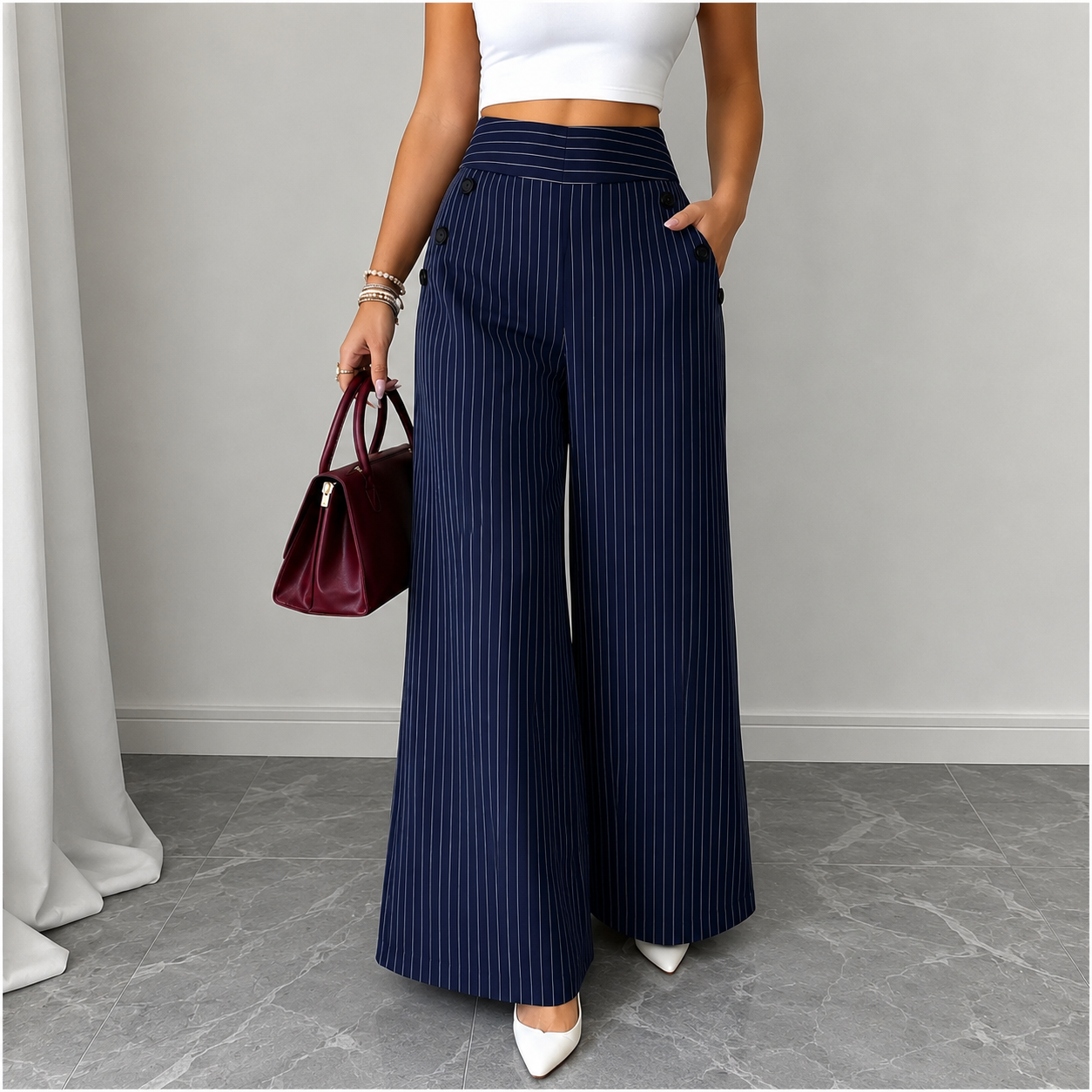 Bellagio™ Palazzo Pants with Tailored Draping and Natural Elegance