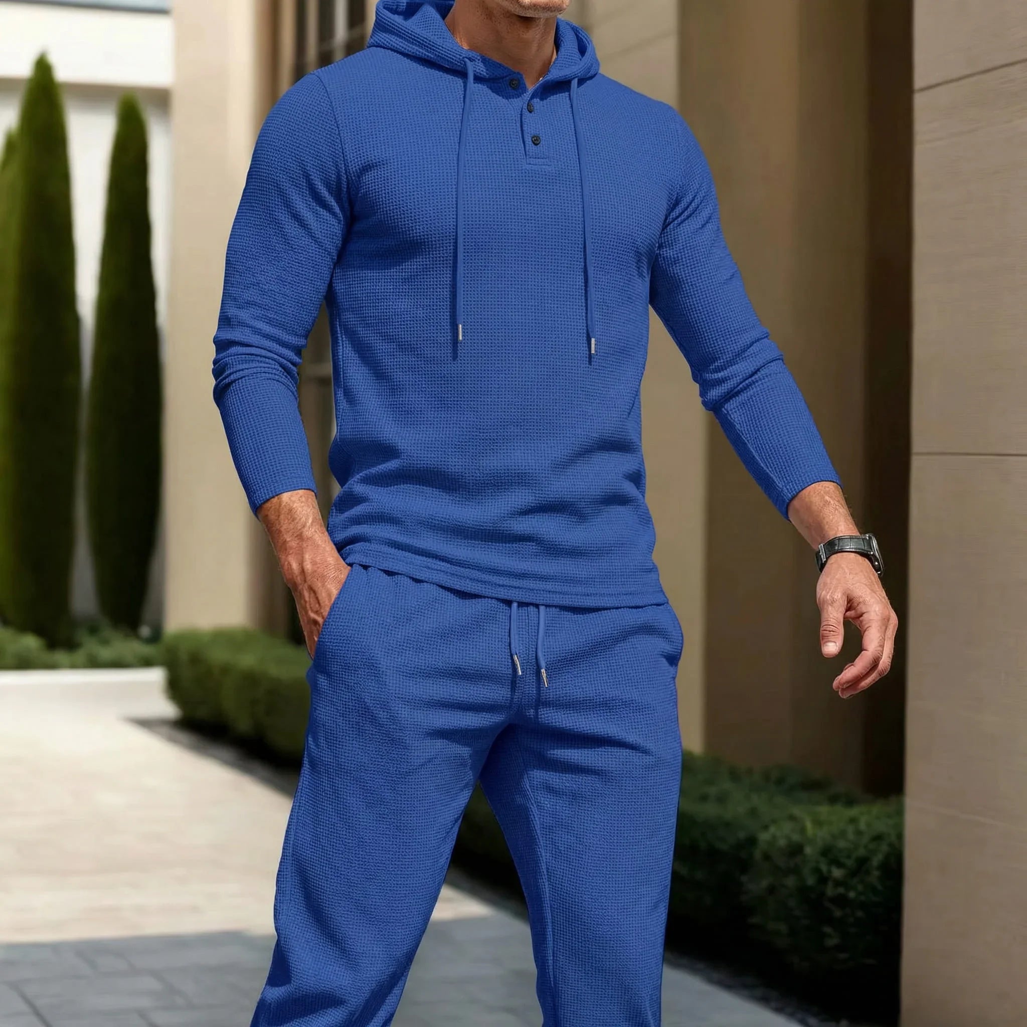 Manchester™ Textured Cotton Hoodie and Slim Pants Set