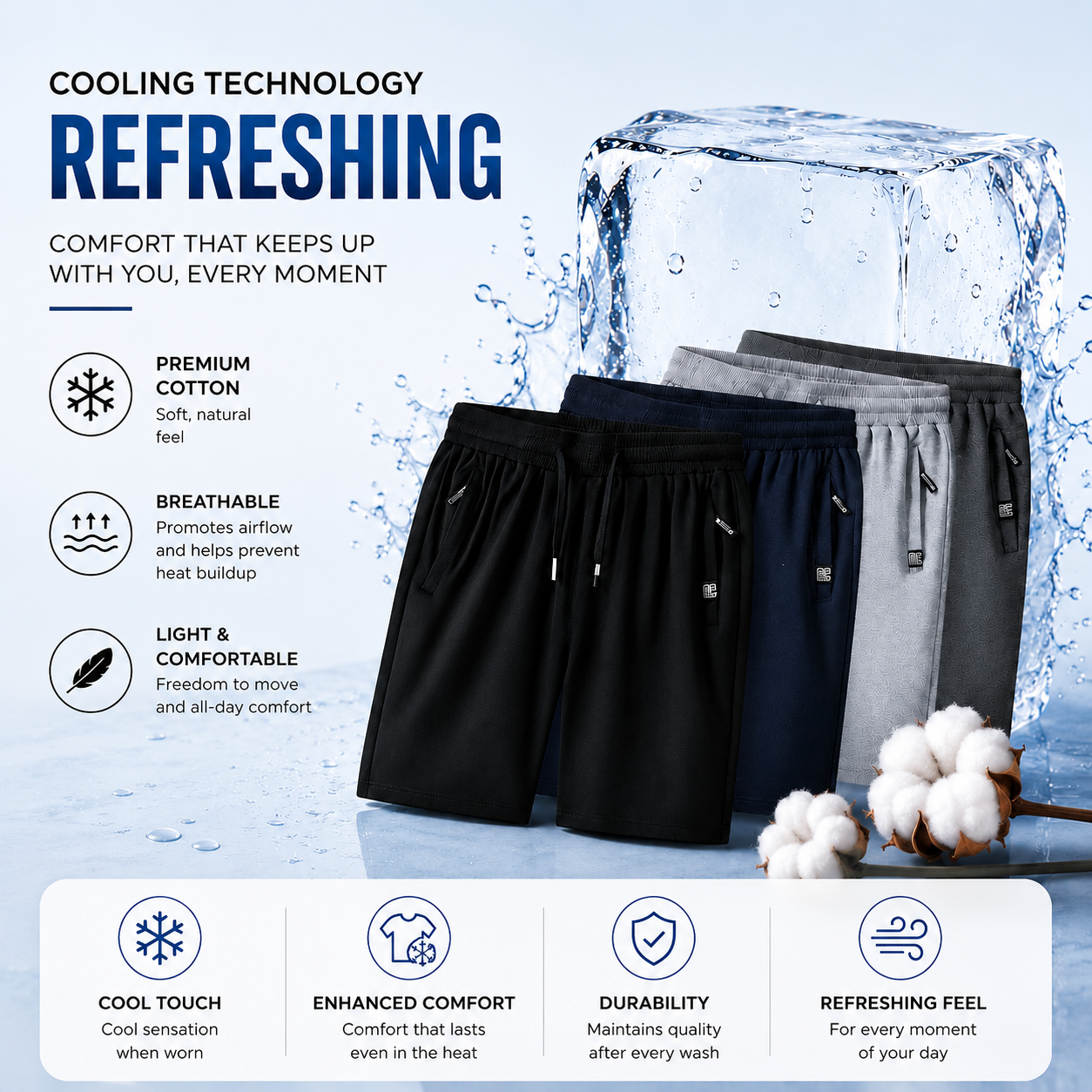 Iron™ Premium Cotton Shorts with Cooling Technology