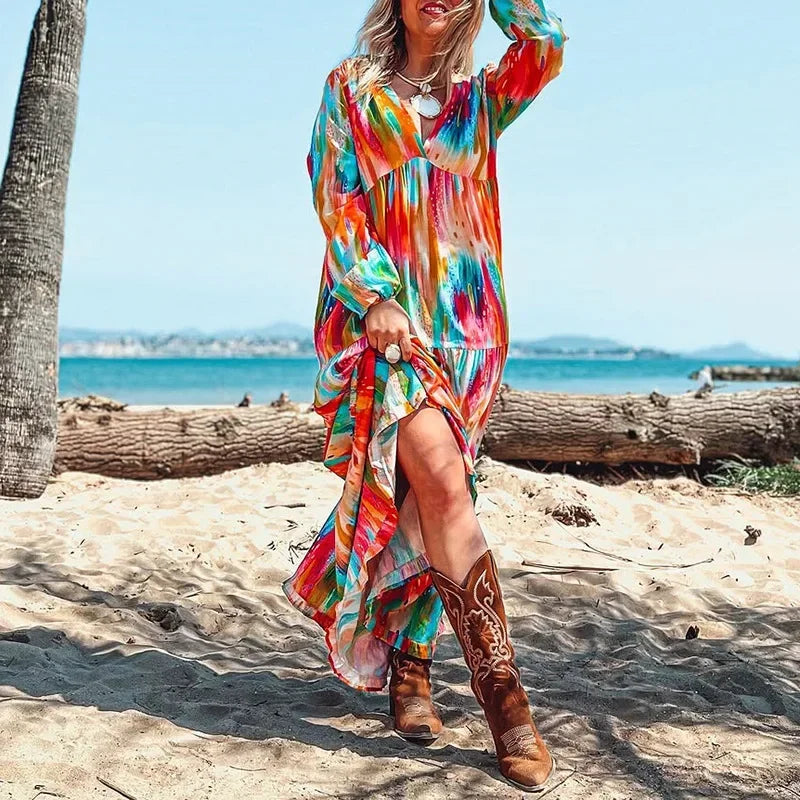 Lumaya™ Dress with Artistic Print and Free-Flow Movement