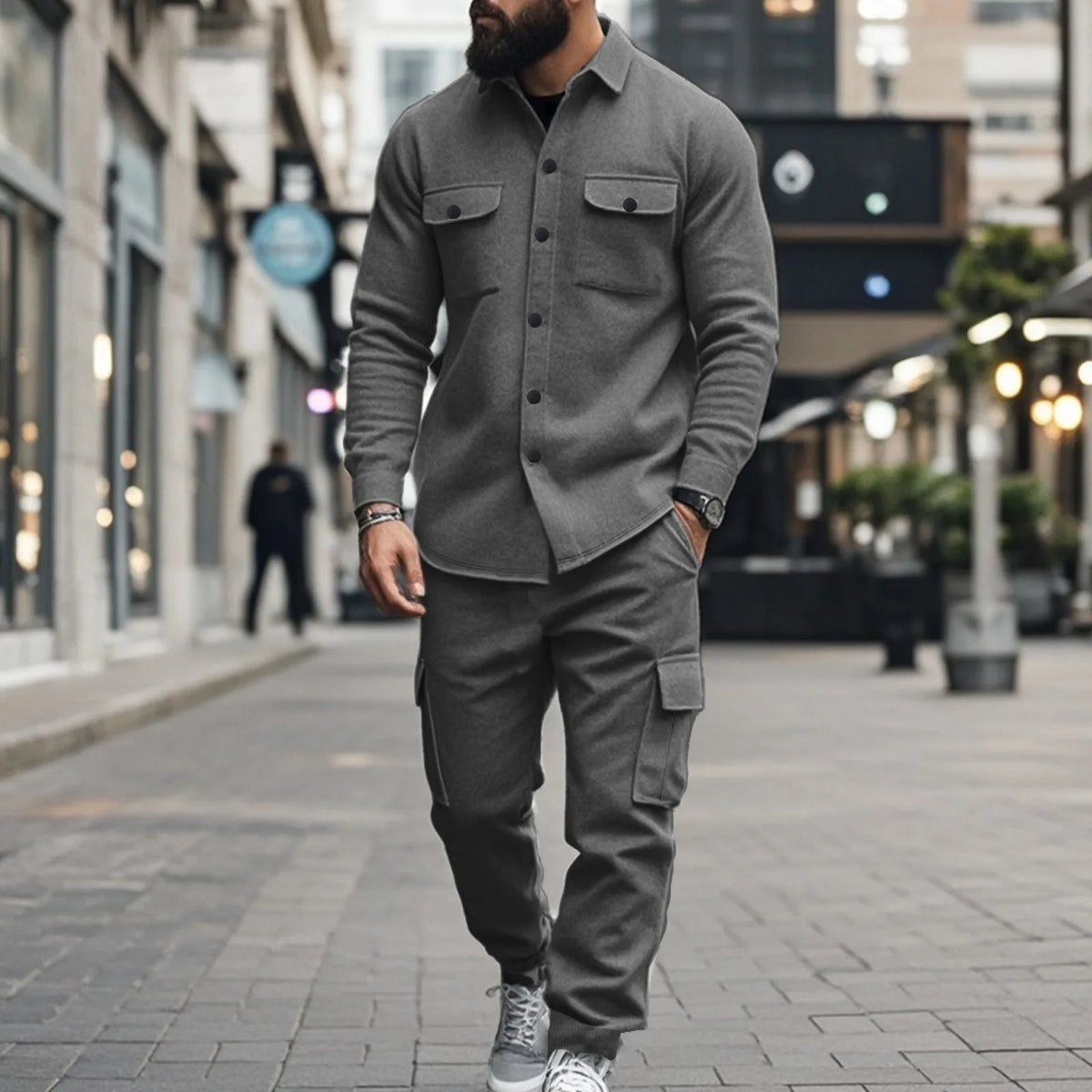 Set Benson™ in Fleece with Long-Sleeve Shirt and Cargo Pants