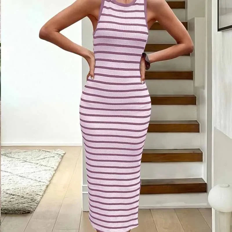 Sorella™ Dress with Timeless Stripes and Side Slit