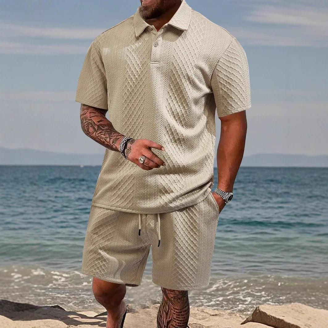Cristiano™ Set with Textured Knit Fabric and a Structured Polo Collar