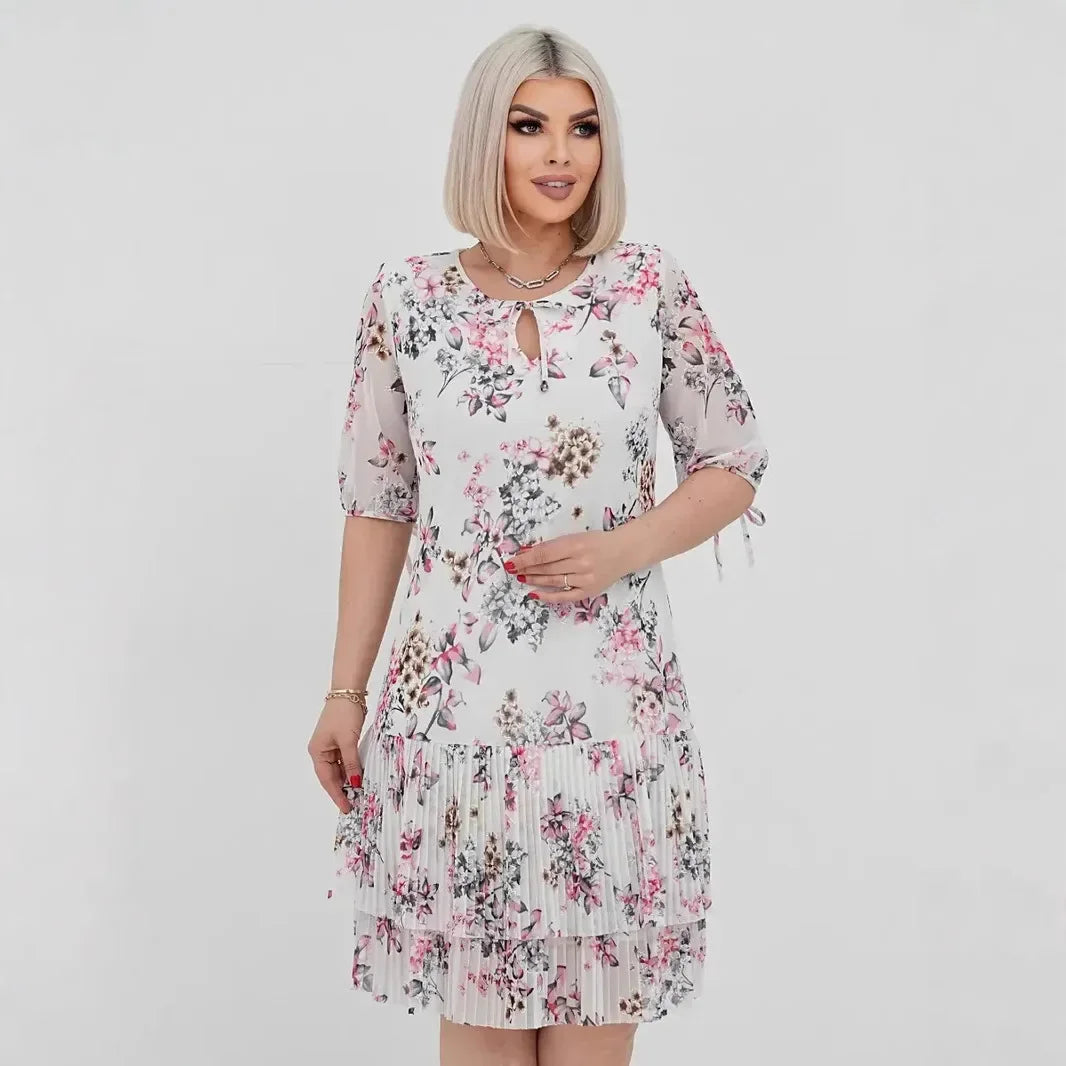 Evelyne™ Dress with a Delicate Floral Print and 3/4-Length Sleeves