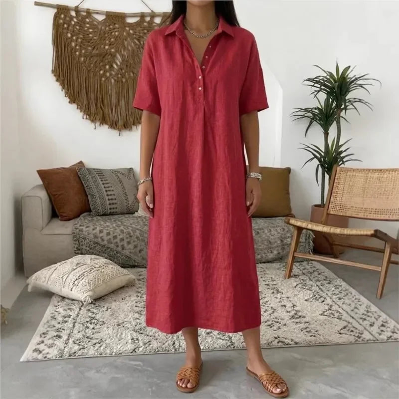 Bianca™ Dress with a Classic Collar and Front Buttons