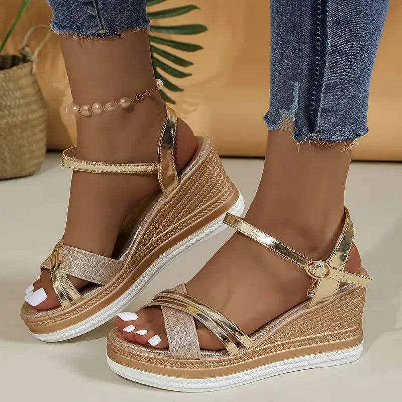 Dourena™ Platform Wedge Sandals With Cross Straps
