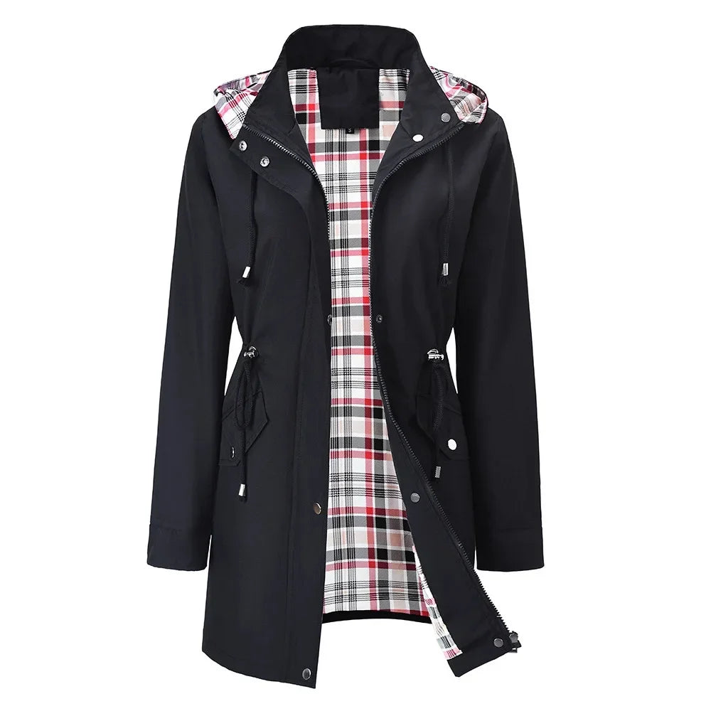 Bellavine™ Waterproof Coat with Checkered Lining and Sophisticated Design
