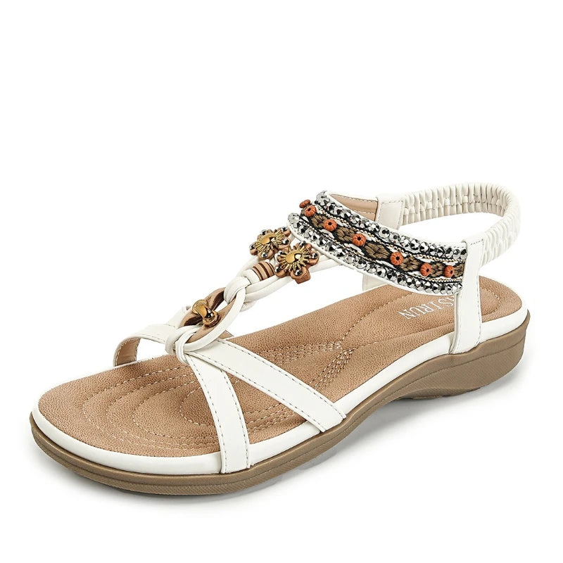 Calyana™ Sandals with Artisan Embellishments and Elastic Back Strap