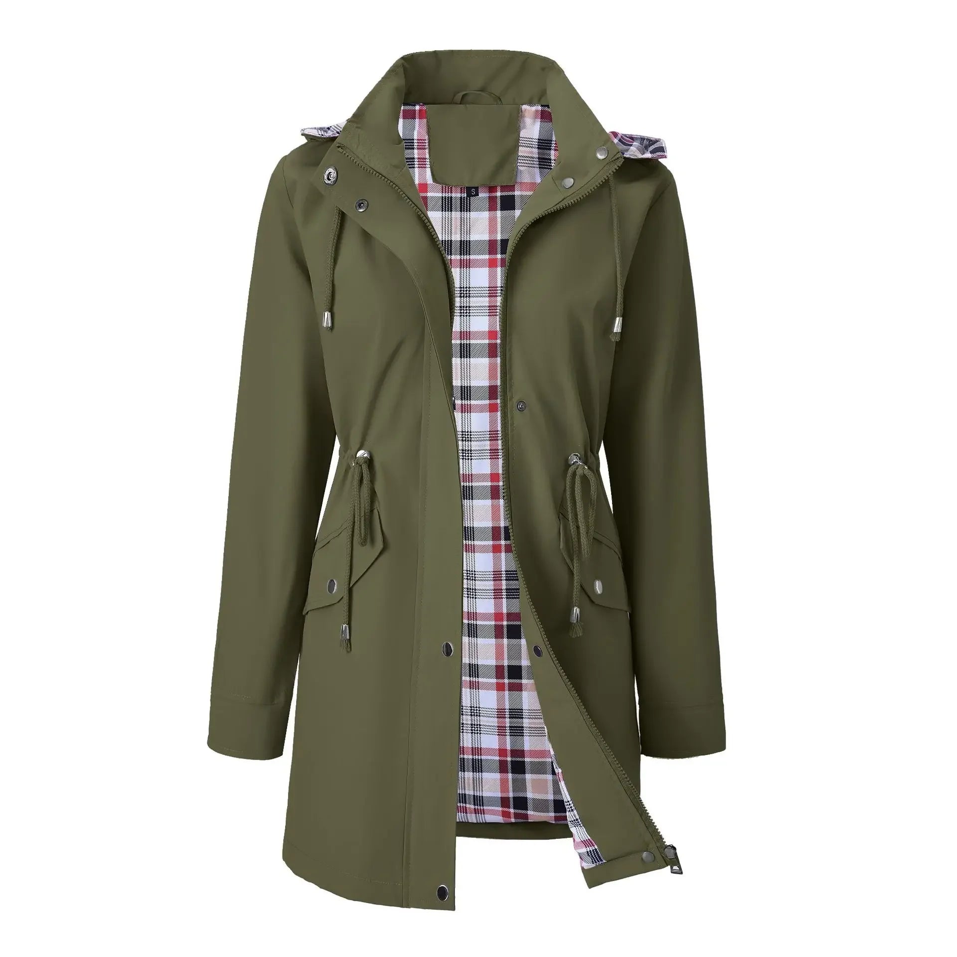 Bellavine™ Waterproof Coat with Checkered Lining and Sophisticated Design