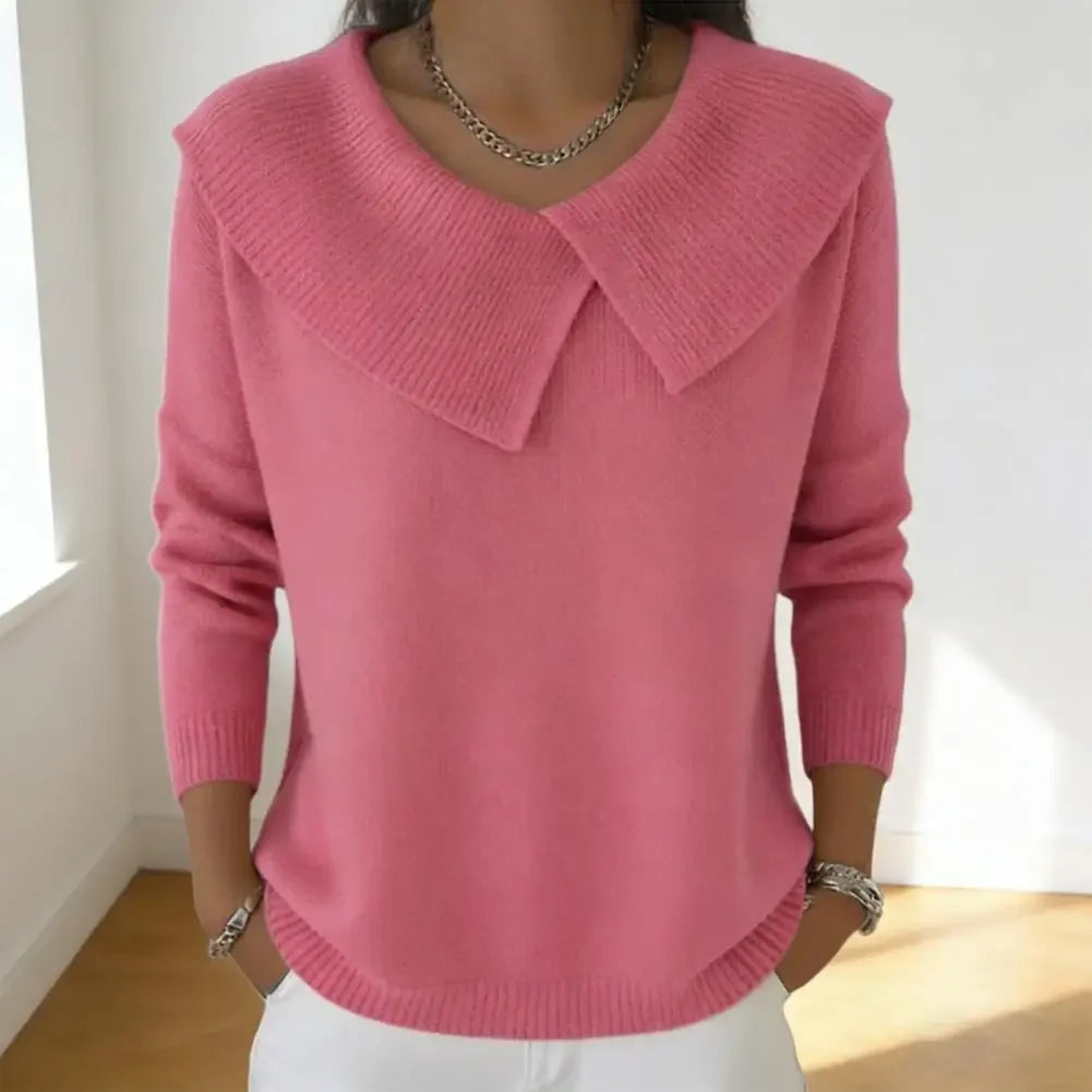 Noelle™ Sweater in Textured Knit with Stylized Collar