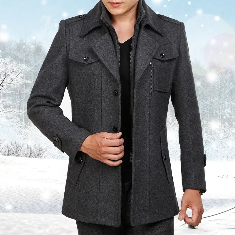 Arthur™ Premium Boiled Wool Coat with Inner Stand Collar and Zipper