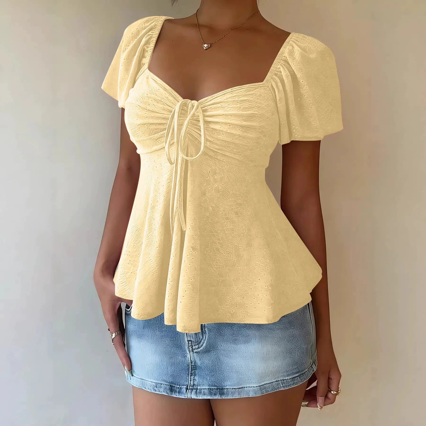Fiorelle™ Blouse With Delicate Ruched Detail and Lightweight Flowing Fit