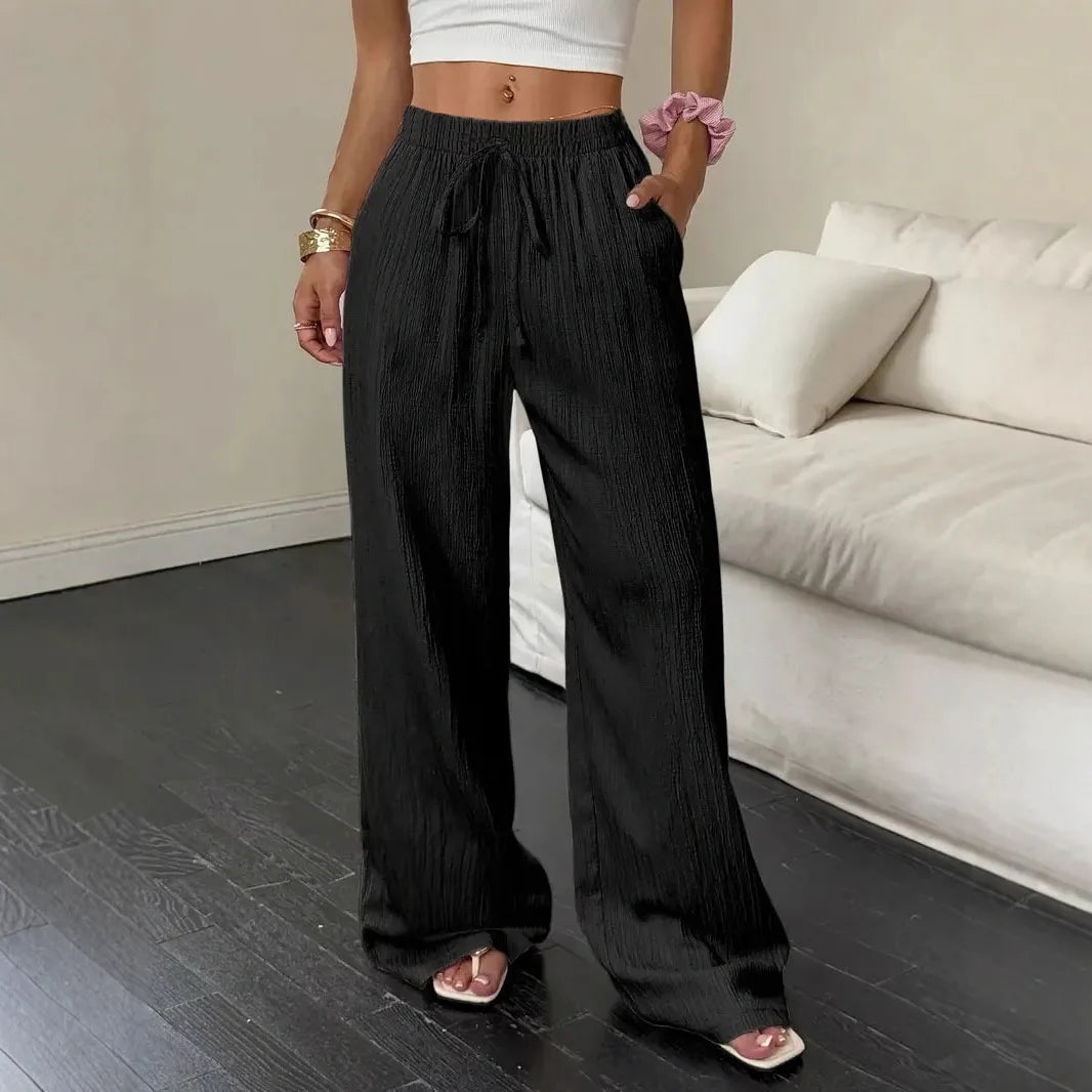 🔥 Buy 1 Get 1 Free Marelle™ Cotton Linen Pants with Adjustable Drawstring and Wide-Leg Fit