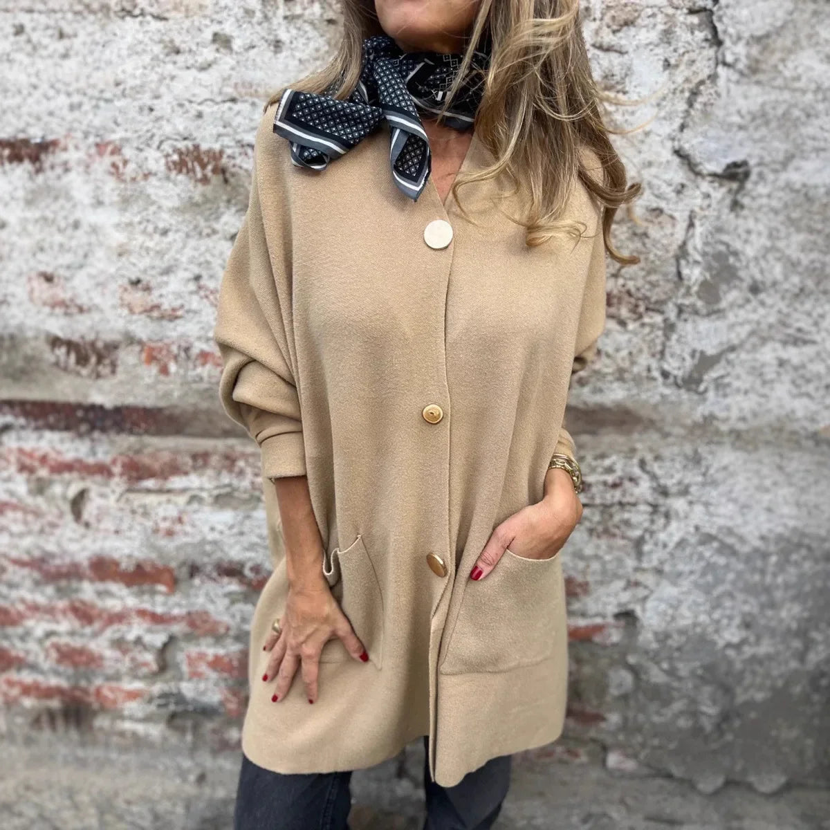Aveline™ Cardigan in Heavyweight Knit with Gold Buttons and Front Pockets / Timeless, Versatile, and Irresistibly Chic!