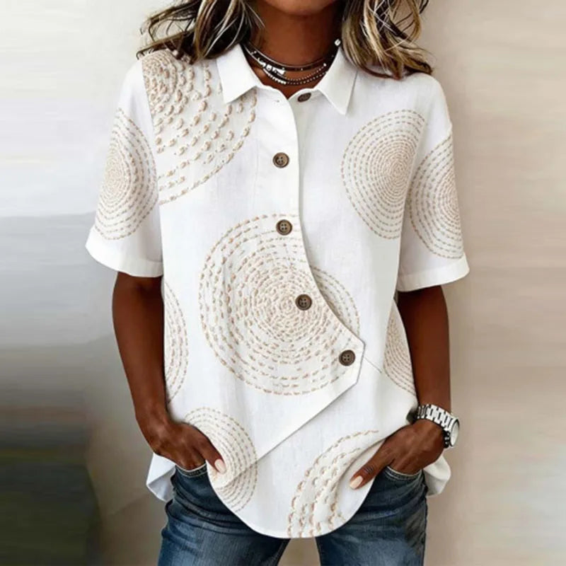 Celisse™ Blouse With Asymmetrical Cut And Front Buttons