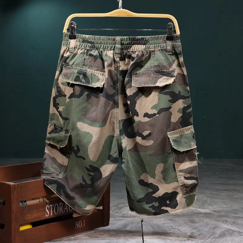 Shorts Treyden™ with Durable Fabric, Camouflage Print and Distressed Details