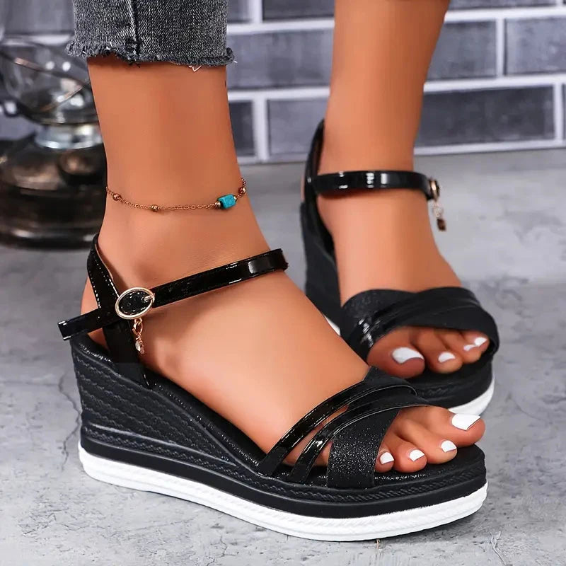 Dourena™ Platform Wedge Sandals With Cross Straps