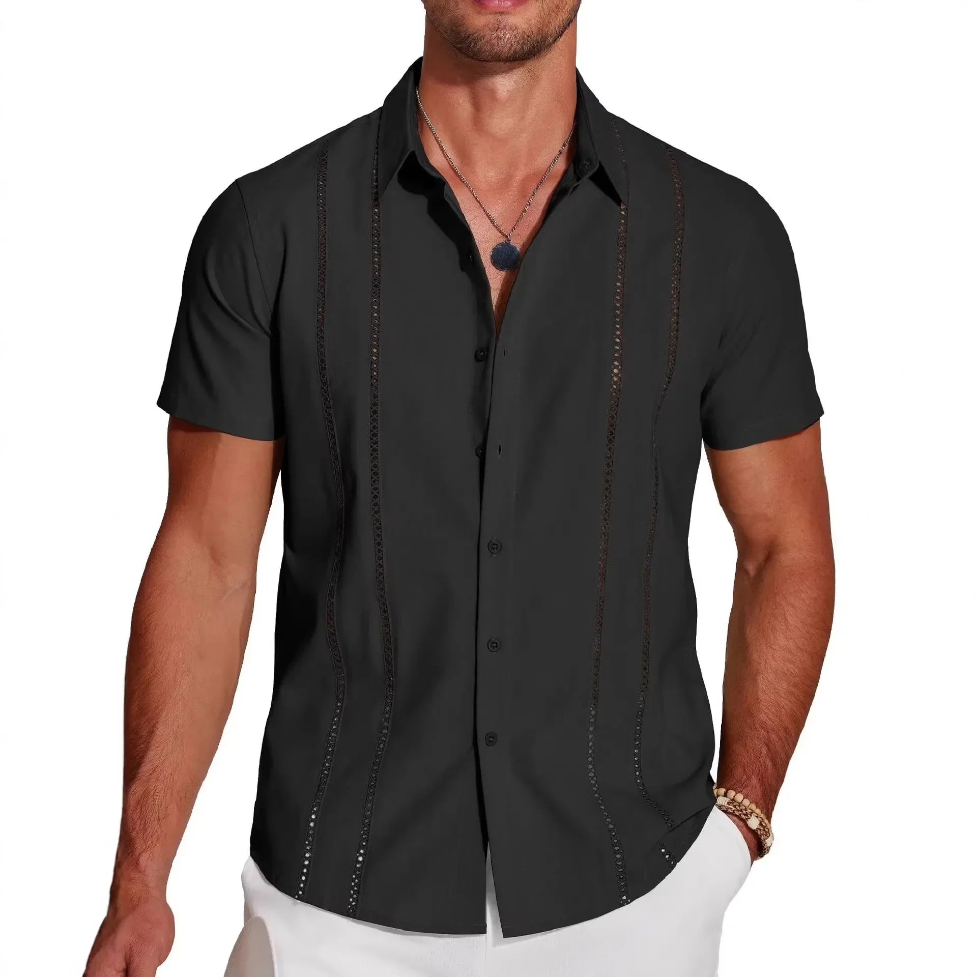 Kaedon™ Shirt with Metallic Vertical Stripes and a High-Quality Look