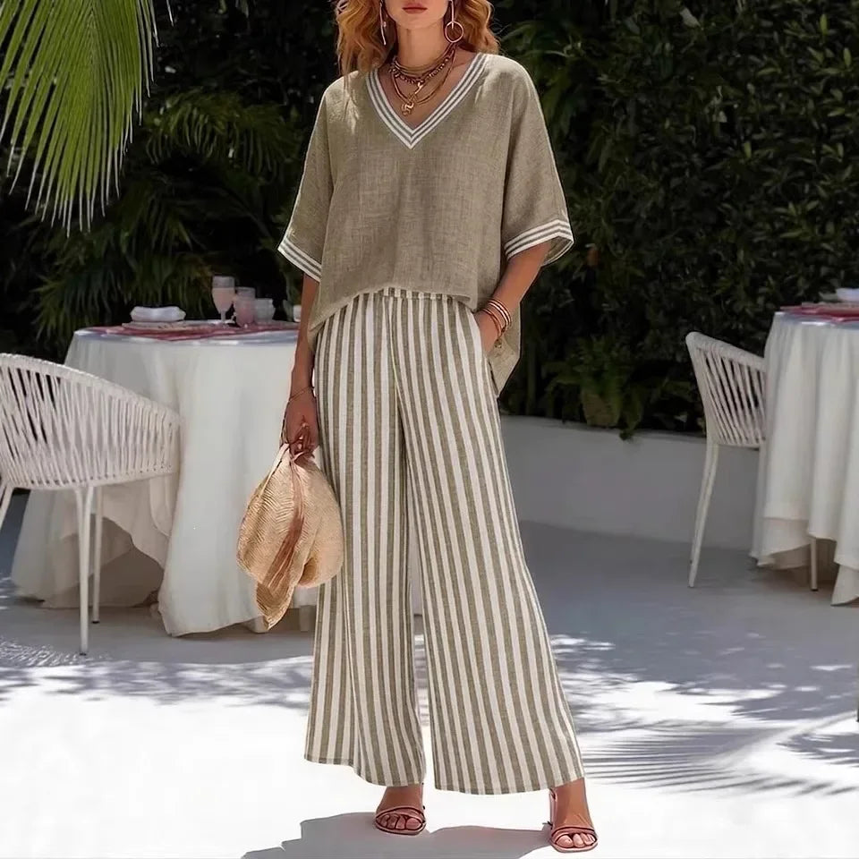 Callenne™ Cotton-Linen Set with Elegant Contrast