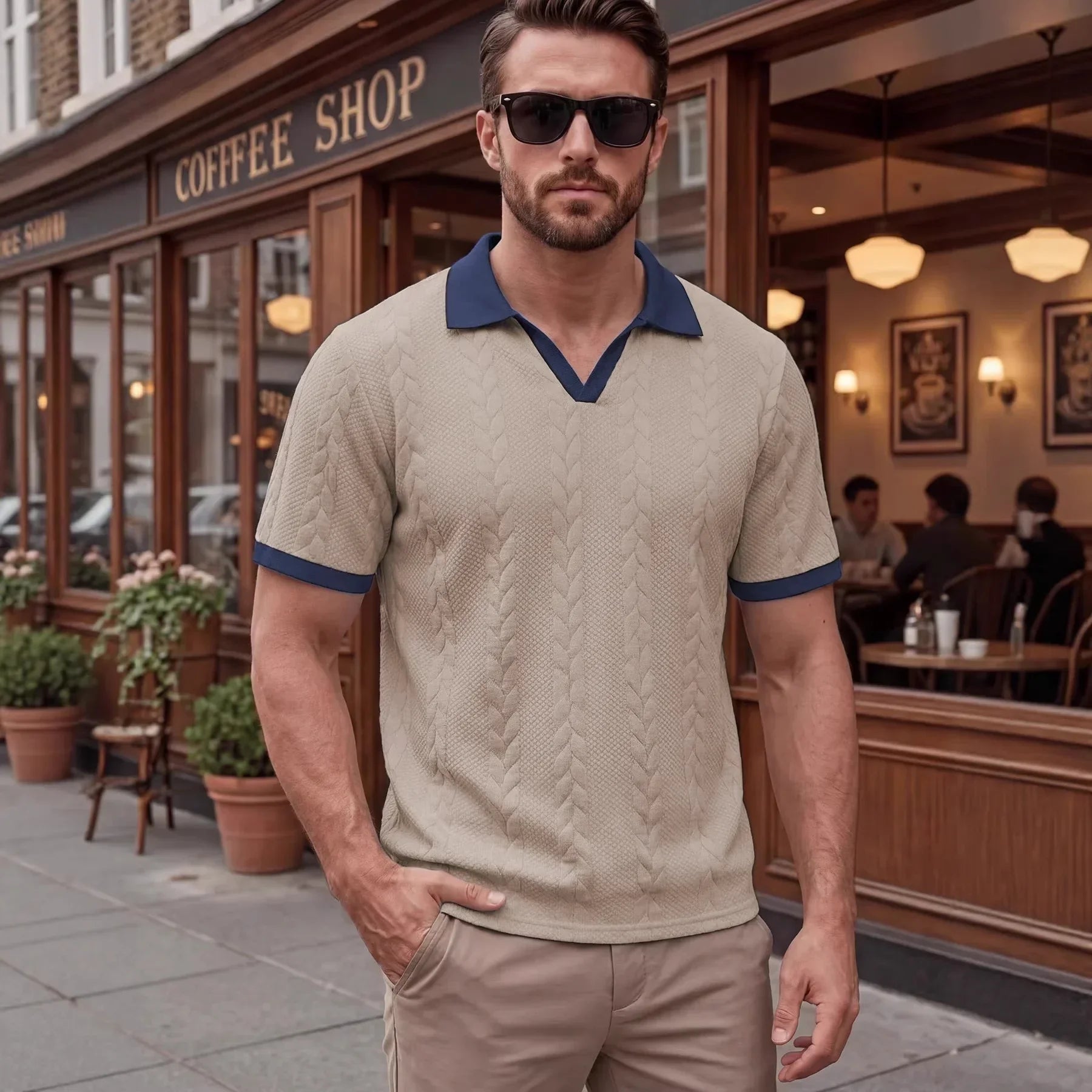 Windsor™ Polo In Textured Knit With Contrast Collar