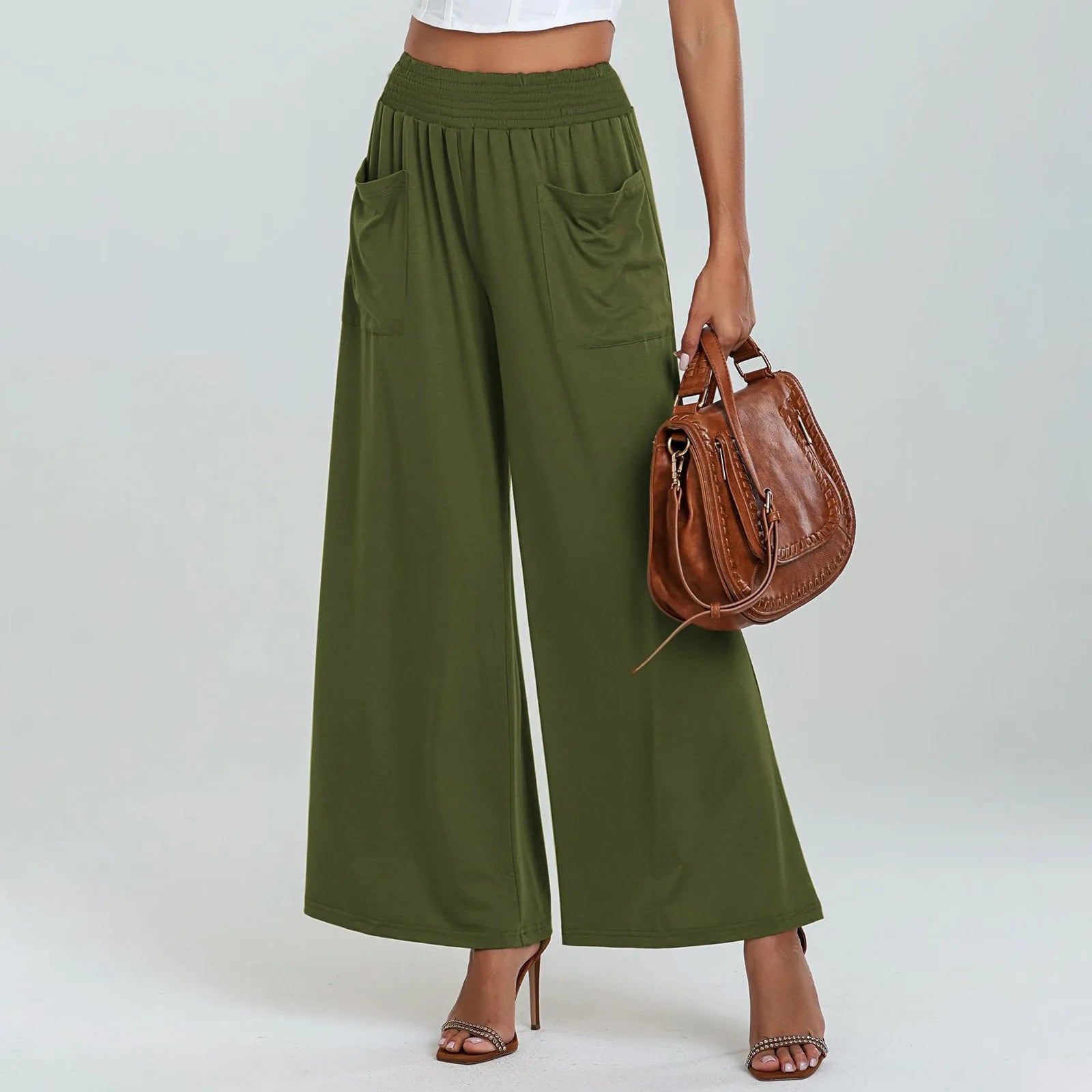 Lissara™ High-Waisted Wide-Leg Pants With Draped Pockets