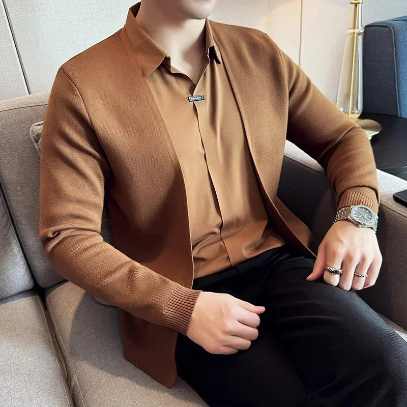 Men’s Layered Shirt with Cardigan Effect – Refined Overlay Design for Maximum Practicality