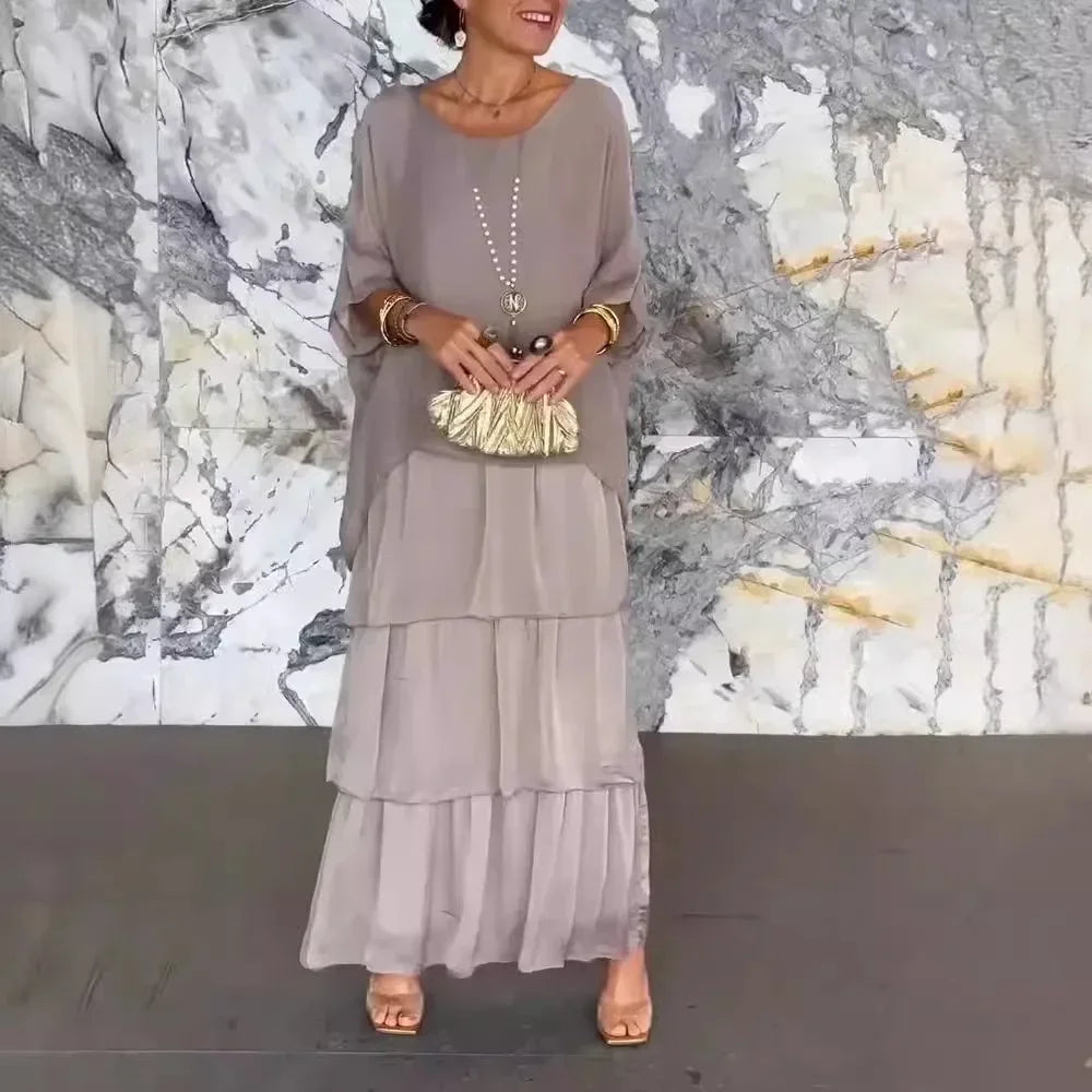 Donna Plissé™ Dress in Flowing Chiffon with Fluid Layers / For women who dance with lightness and elegance!