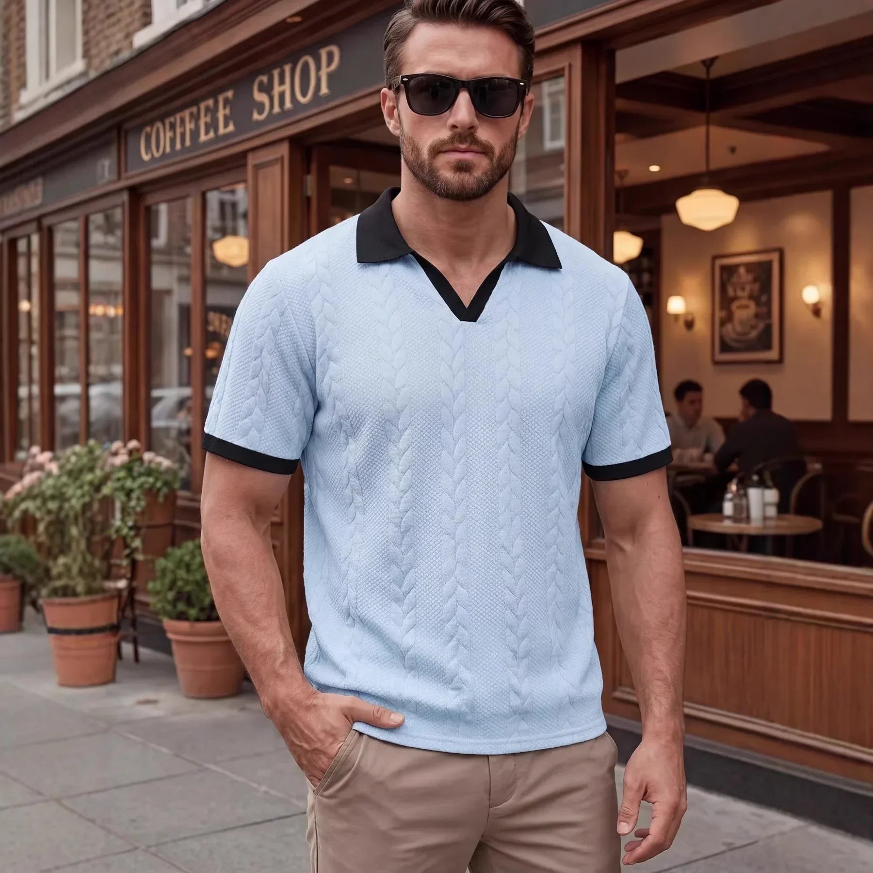 Windsor™ Polo In Textured Knit With Contrast Collar
