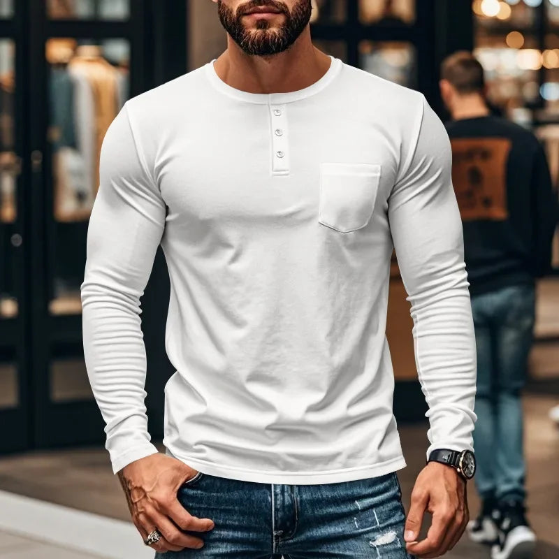 Northline™ Long Sleeve Shirt With Henley Collar and Tailored Fit