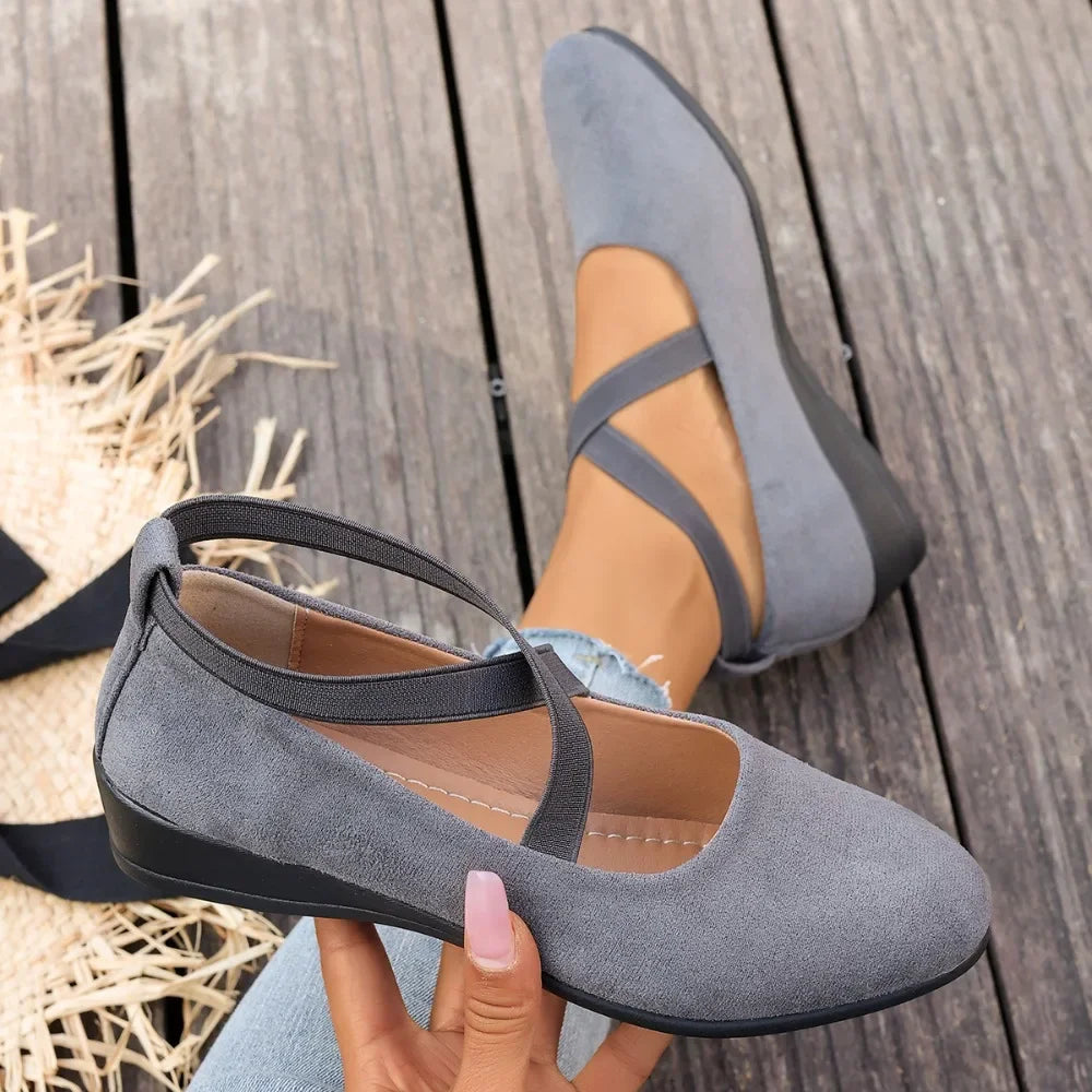 Alouette™ Shoes With Suede-Like Finish and Crisscross Straps