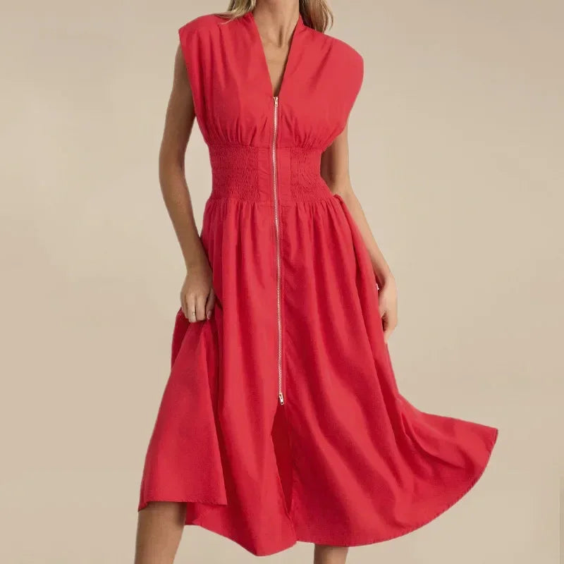 Valenza™ Dress in Premium Twill with Defined Waist / Precise Cut, Imposing Silhouette, and Contemporary Style!