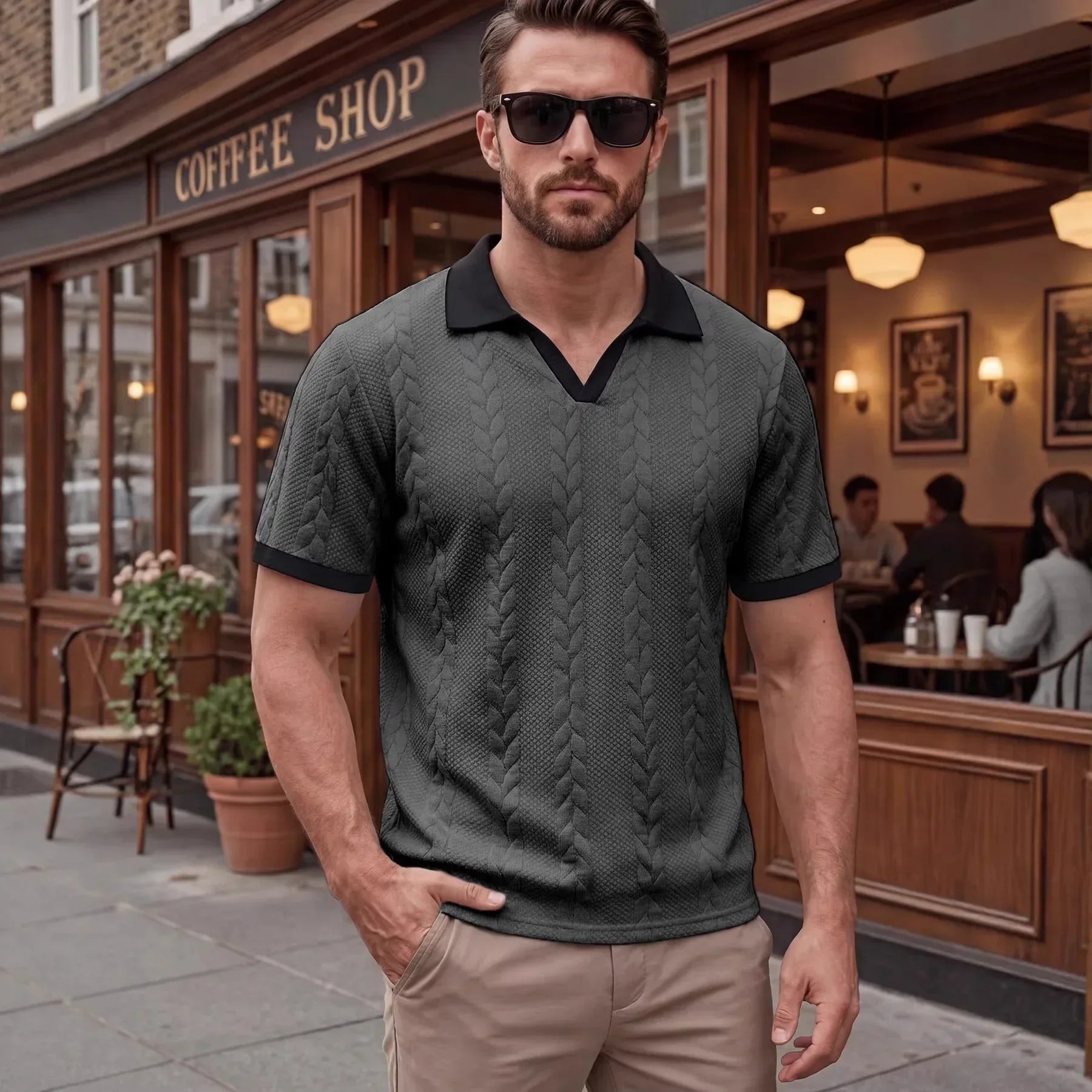 Windsor™ Polo In Textured Knit With Contrast Collar