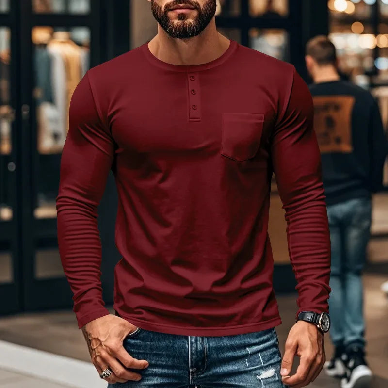 Northline™ Long Sleeve Shirt With Henley Collar and Tailored Fit