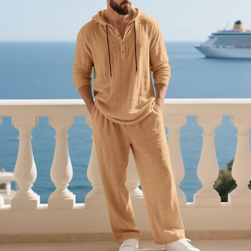 Julian™ Cotton-Linen Set with Long-Sleeve Hooded Top