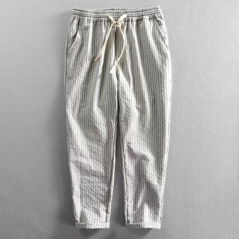 Lawrence™ Cotton-Linen Pants with Elegant Stripes
