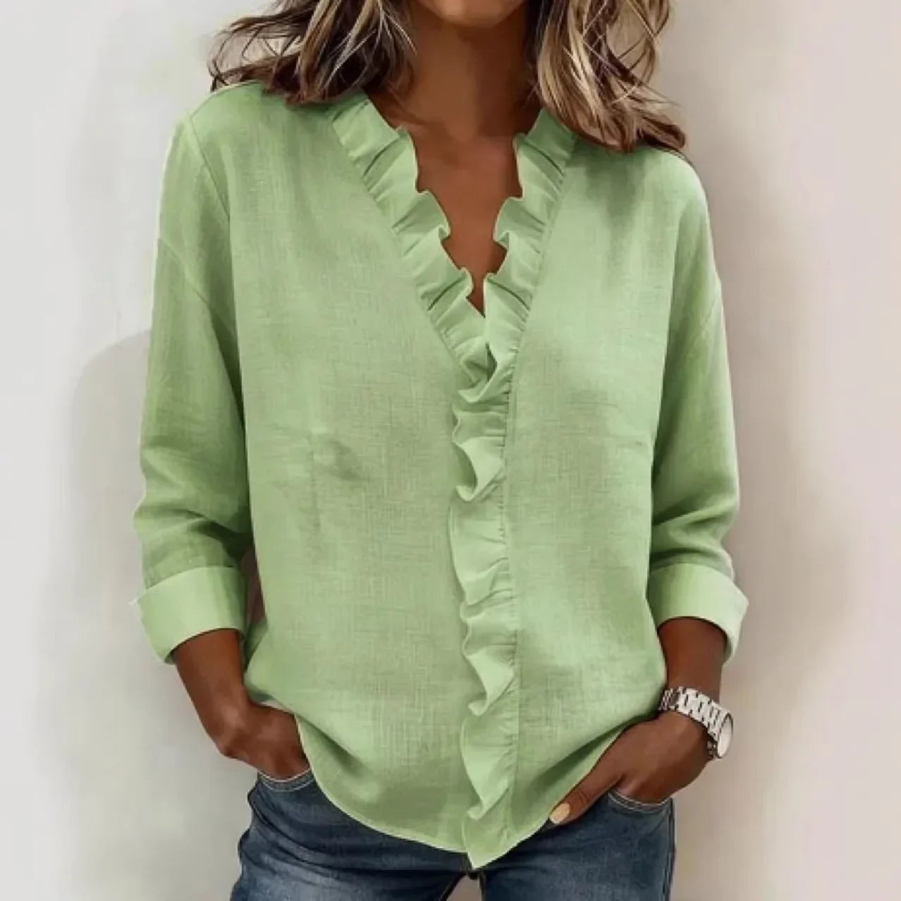 Sorelle™ Blouse with Vertical Ruffle and Timeless Style