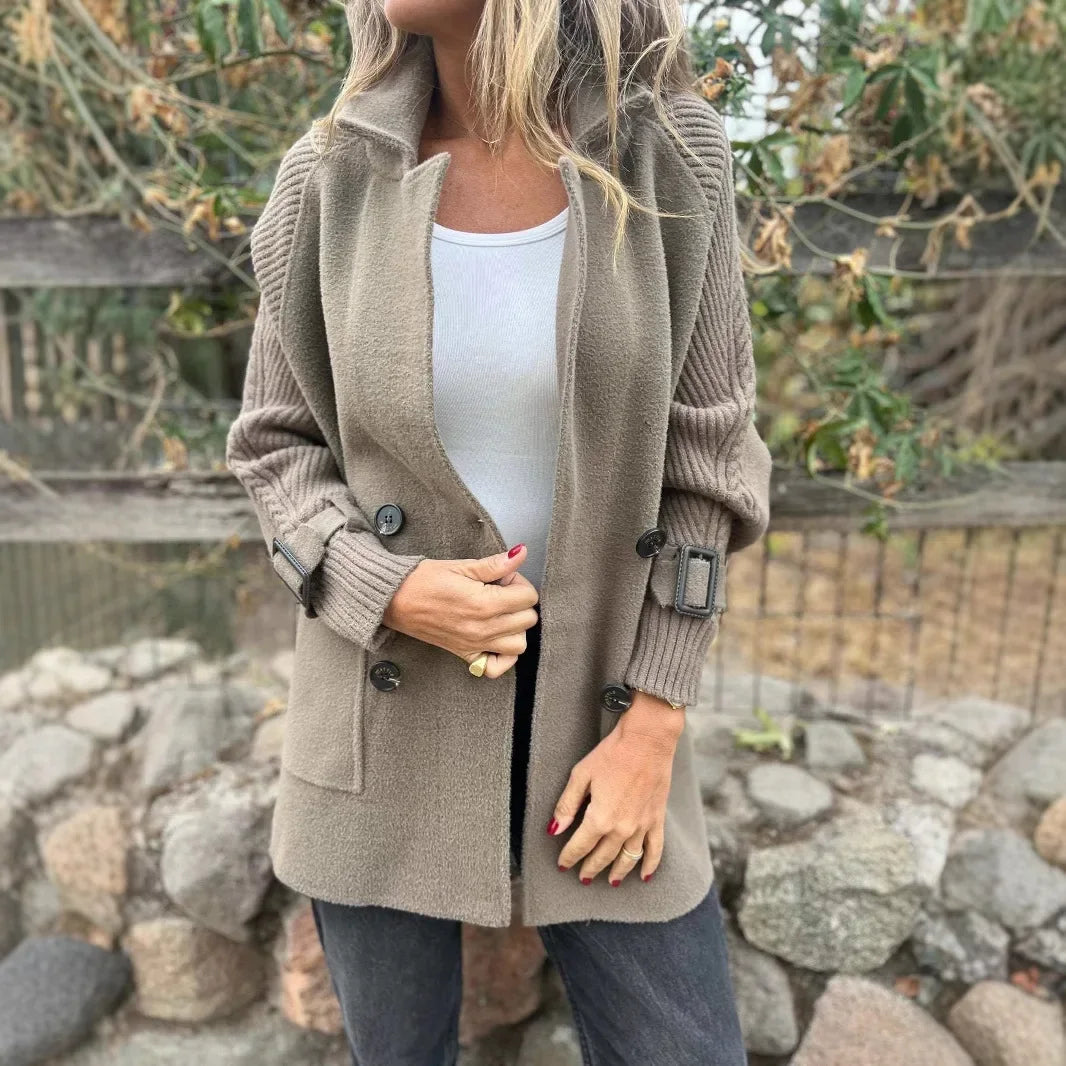 FrostLine Elegance™ Premium Brushed Wool Coat with Ribbed Sleeves and Elegant Buckles / The Perfect Balance Between Modernity, Comfort, and Timeless Style!