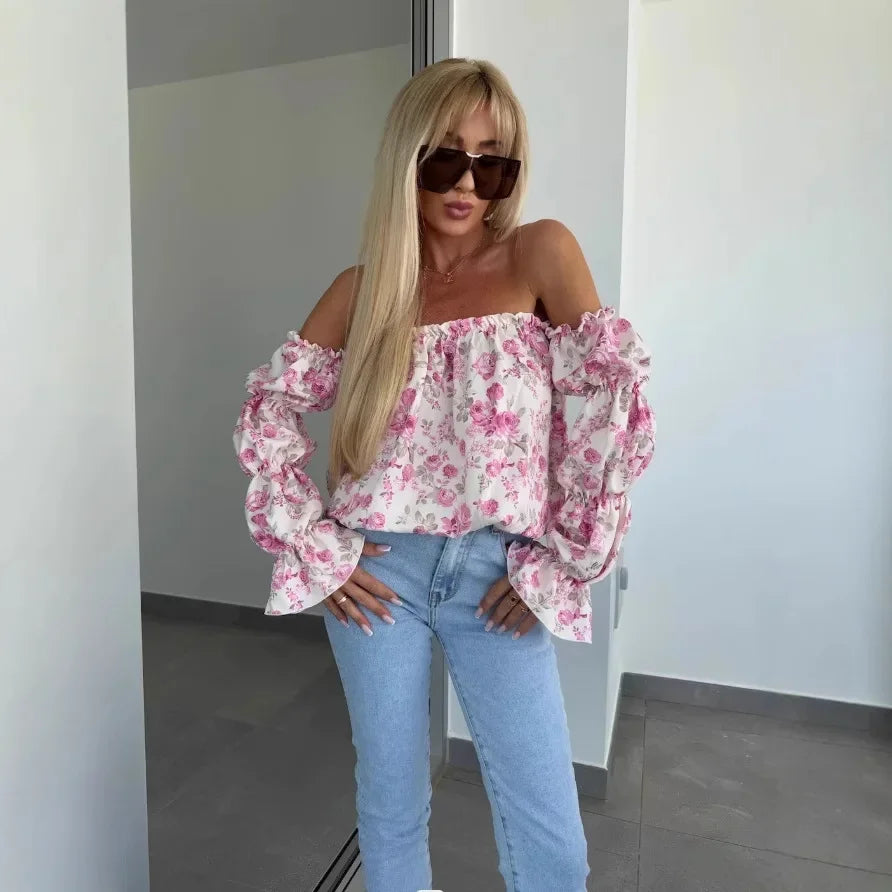 Florenze™ Off-Shoulder Blouse with Elegant Floral Design