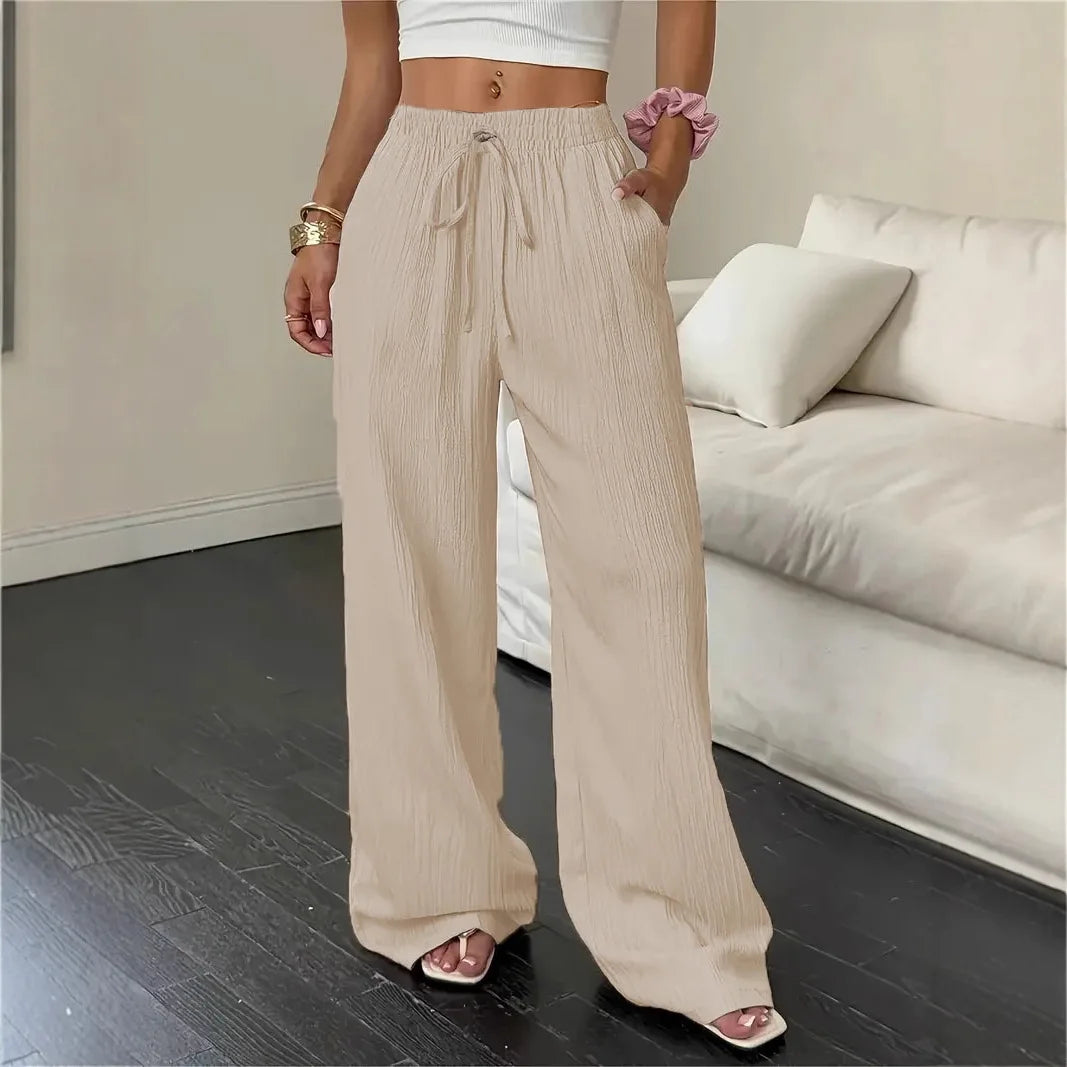 🔥 Buy 1 Get 1 Free Marelle™ Cotton Linen Pants with Adjustable Drawstring and Wide-Leg Fit